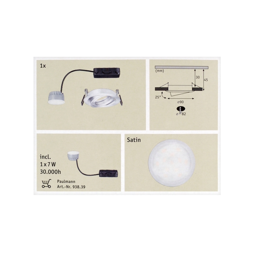 Paulmann 92832 - LED/7W Димируема За баня Таванна лампа COIN 230V