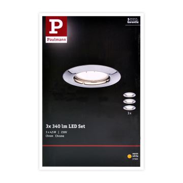 Paulmann 93657 - КОМПЛЕКТ 3x LED/GU10/4,5W Вградено осветление за окачен таван 230V