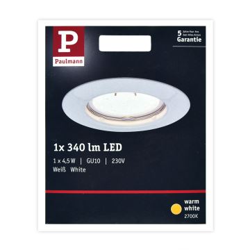 Paulmann 93658 - LED-GU10/4,5W Вградено осветление за окачен таван 230V