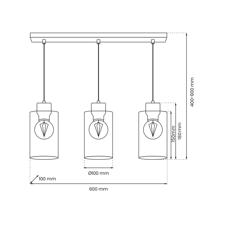 Пендел MADERA 3xE27/60W/230V бял/дървен