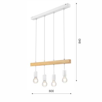 Пендел ORAZIO 4xE27/60W/230V бук - FSC сертифицирано