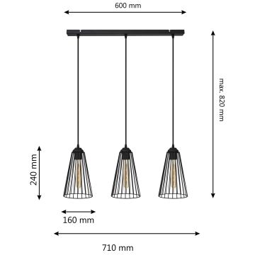 Пендел TORRI 3xE27/15W/230V черен