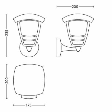 Philips 15380/30/16 - Екстериорна Стенна лампа MYGARDEN CREEK 1xE27/60W/230V IP44