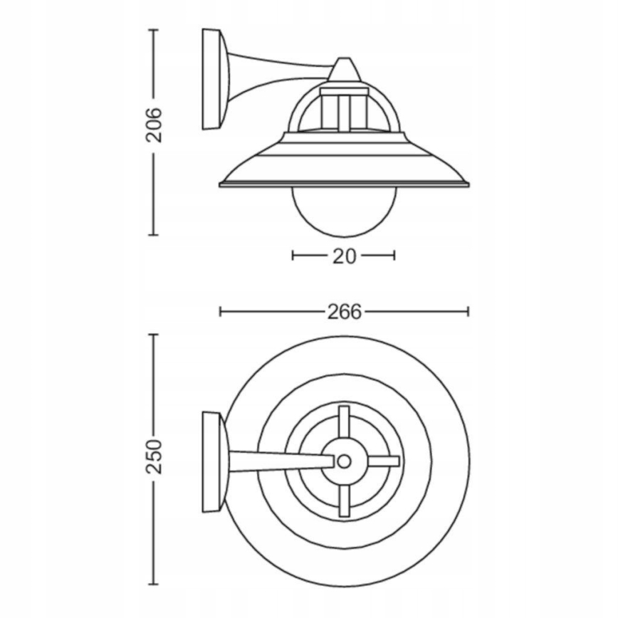 Philips 17381/30/PN - Външна стенна лампа COMORANT 1xE27/42W/230V IP44