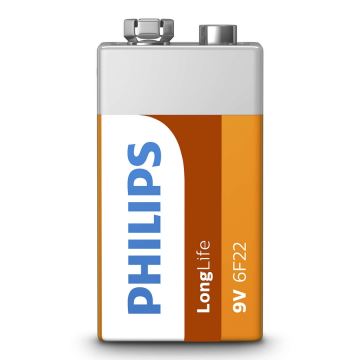 Philips 6F22L1B/10 - Батерия, цинков-хлорид 6F22 LONGLIFE 9V 150mAh