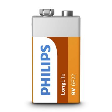 Philips 6F22L1F/10 - Батерия, цинков-хлорид 6F22 LONGLIFE 9V 150mAh