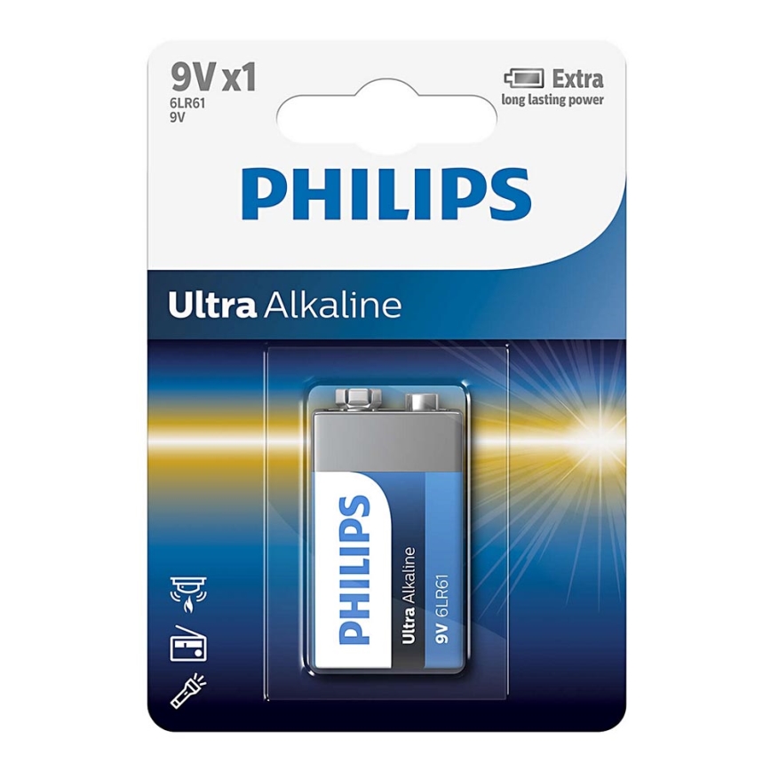 Philips 6LR61E1B/10 - Алкална батерия 6LR61 ULTRA ALKALINE 9V 600mAh