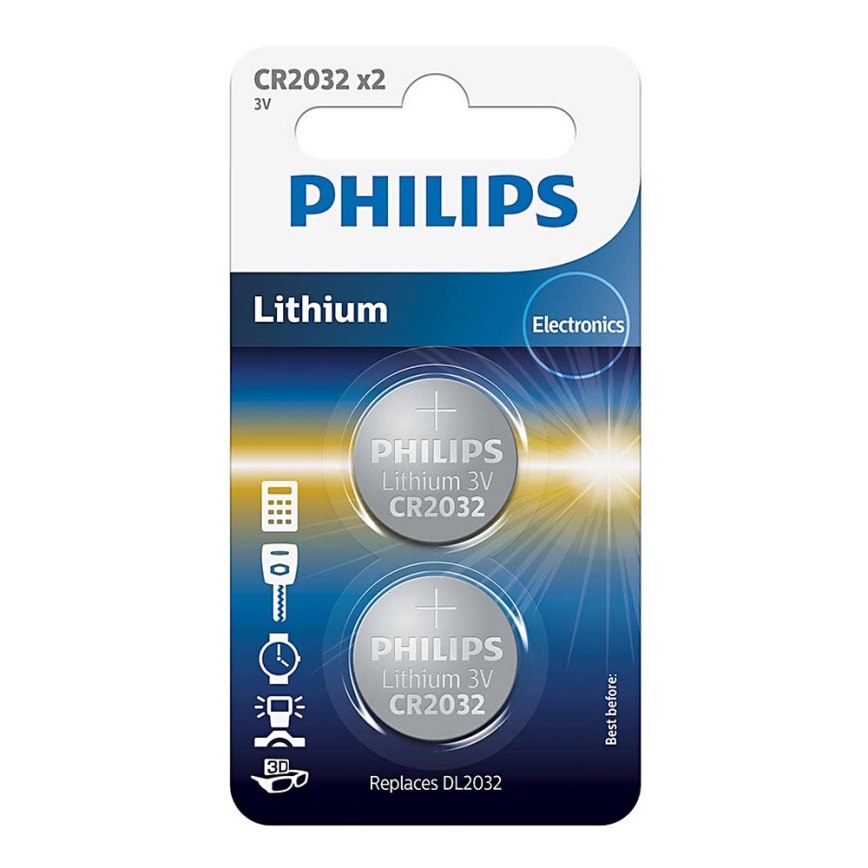 Philips CR2032P2/01B - 2 бр. Литиева батерия плоска CR2032 MINICELLS 3V 240mAh