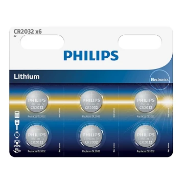 Philips CR2032P6/01B - 6 ks Литиева батерия плоска CR2032 MINICELLS 3V 240mAh