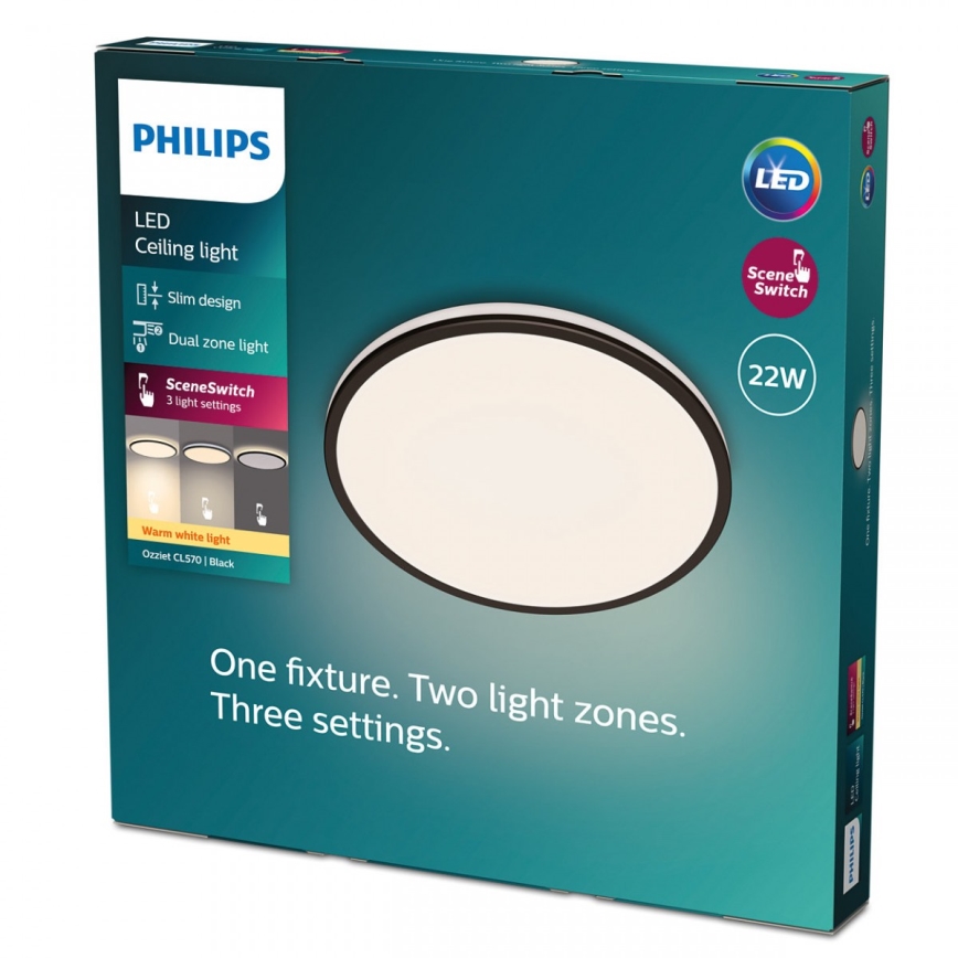 Philips - LED Димируем плафон SCENE SWITCH LED/22W/230V Ø 40 см 2700K черен