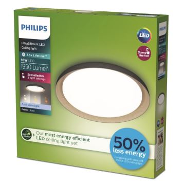 Philips - LED Димируем плафон PEBBLO SCENE SWITCH LED/10W/230V 4000K черен