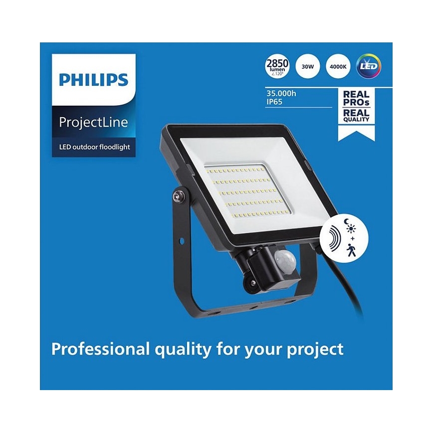 Philips - LED Екстериорен прожектор със сензор PROJECTLINE LED/30W/230V IP65 4000K