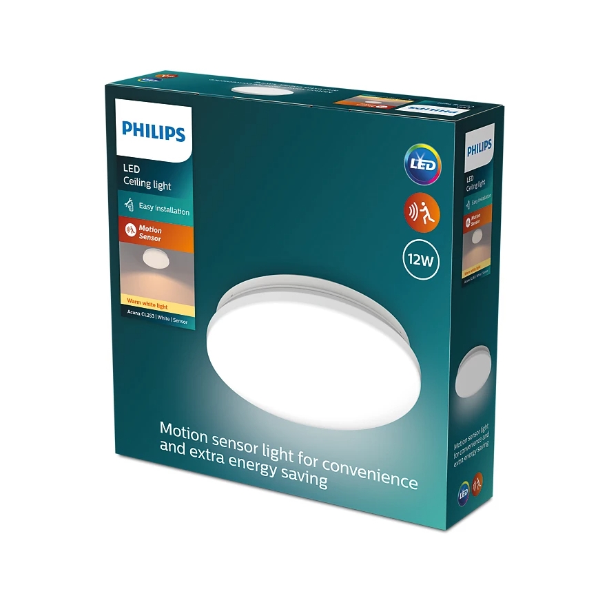 Philips - LED Плафон със сензор ACUNA LED/12W/230V 2700K