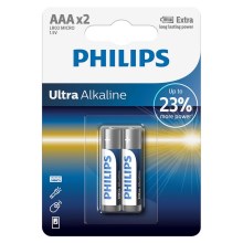Philips LR03E2B/10 - 2 бр. Алкална батерия AAA ULTRA ALKALINE 1,5V 1250mAh
