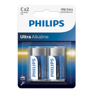 Philips LR14E2B/10 - 2 бр. Алкална батерия C ULTRA ALKALINE 1,5V 7500mAh