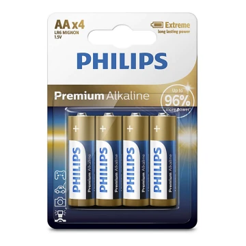 Philips LR6M4B/10 - 4 бр. Алкална батерия AA PREMIUM ALKALINE 1,5V 3200mAh