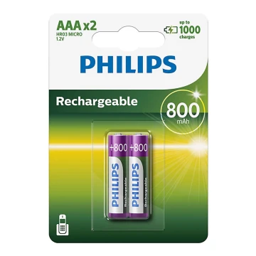 Philips R03B2A80/10 - 2 бр. акумулаторна батерия AAA MULTILIFE NiMH/1,2V/800 mAh