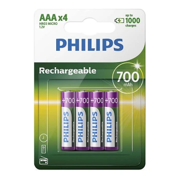 Philips R03B4A70/10 - 4 бр. акумулаторна батерия AAA MULTILIFE NiMH/1,2V/700 mAh