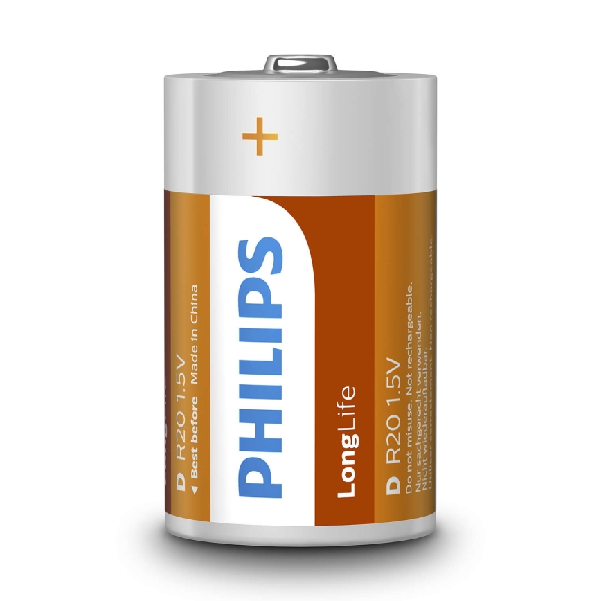 Philips R20L2F/10 - 2 бр. Батерия, цинков-хлорид D LONGLIFE 1,5V 5000mAh