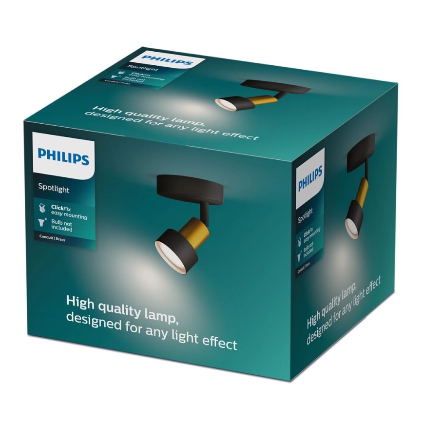 Philips - Спот CONDUIT 1xGU10/5W/230V черен/месинг