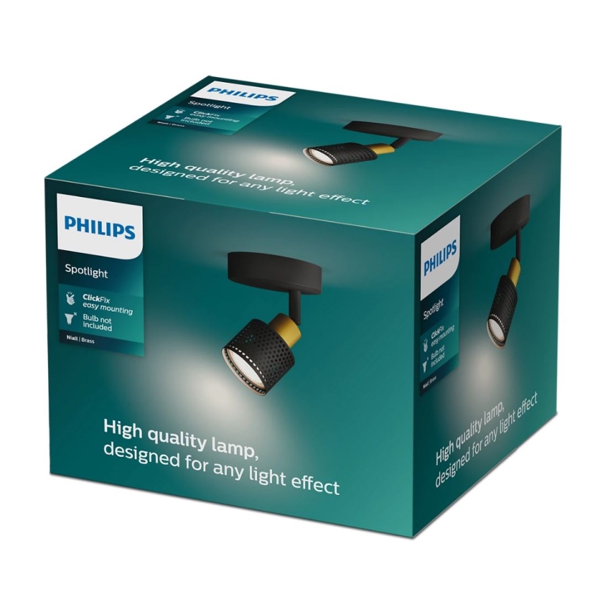 Philips - Спот NIALL 1xGU10/5W/230V черен/месинг