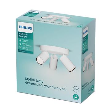 Philips - Спот за баня IDRIS 3xGU10/5W/230V IP44 бял