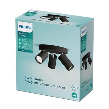 Philips - Спот за баня IDRIS 3xGU10/5W/230V IP44 черен
