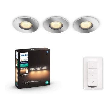 Philips - К-кт 3 бр. LED димируеми лунички за баня Hue ADORE 1xGU10/5W/230V IP44 + дистанционно