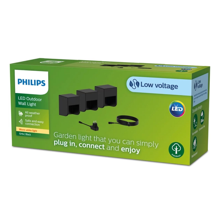 Philips - К-кт 3x LED Екстериорен аплик GRITS LED/1,5W/24/230V IP44