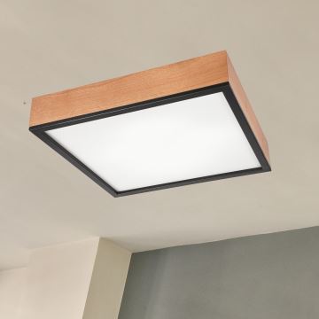 Плафон OAK SQUARE 4xE27/15W/230V 48x48 см дъб/черен