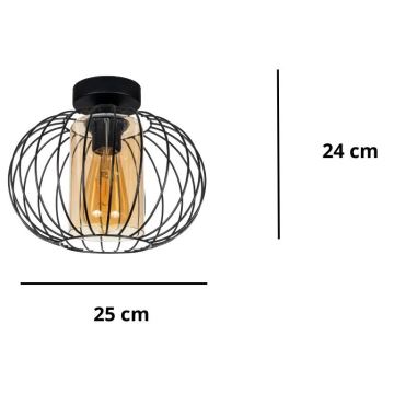 Полилей за повърхностен монтаж CORRINI 1xE27/60W/230V Ø 25 см черен/бежов