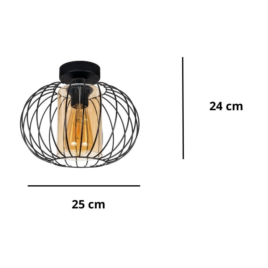 Полилей за повърхностен монтаж CORRINI 1xE27/60W/230V Ø 25 см черен/бежов