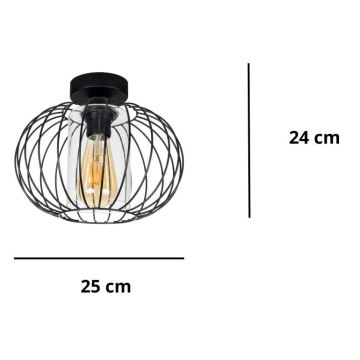 Полилей за повърхностен монтаж CORRINI 1xE27/60W/230V Ø 25 см черен/прозрачен