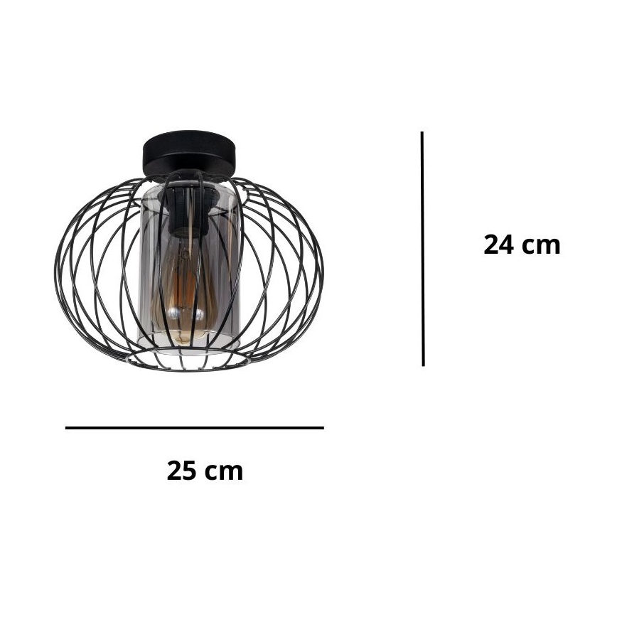 Полилей за повърхностен монтаж CORRINI 1xE27/60W/230V Ø 25 см черен/сив