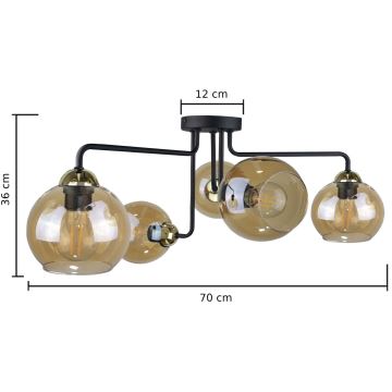 Полилей за повърхностен монтаж MONDE GOLD 5xE27/60W/230V