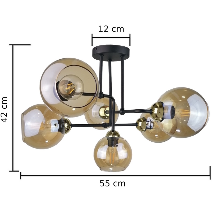 Полилей за повърхностен монтаж MONDE GOLD 6xE27/60W/230V