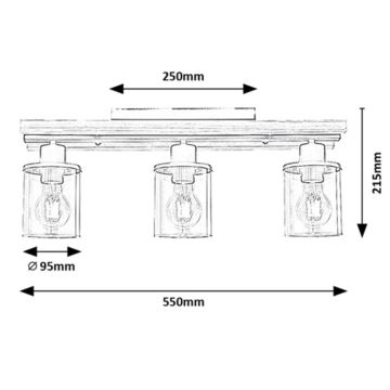Rabalux - Полилей за повърхностен монтаж 3xE27/230V