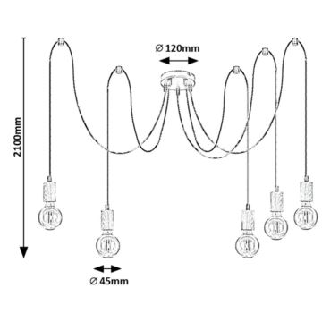 Rabalux - Пендел 5xE27/60W/230V бук