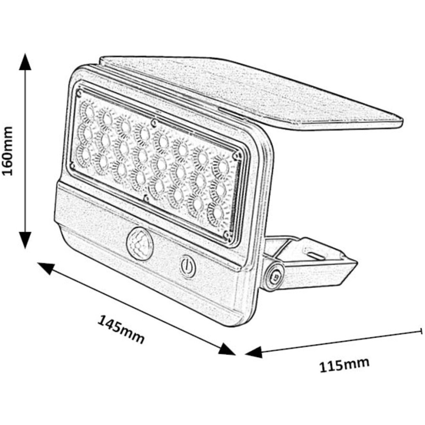 Rabalux - LED Соларен аплик със сензор LED/7W/3,7V IP54 черен