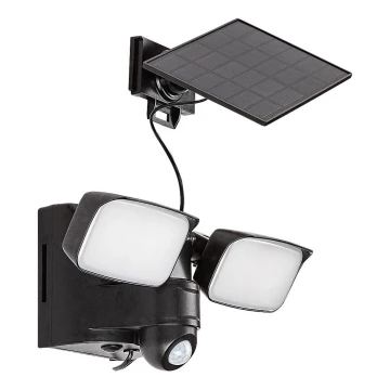 Rabalux - LED Solar wall flexible лампа със сензор и external panel 2xLED/5W/3,7V IP54 черен