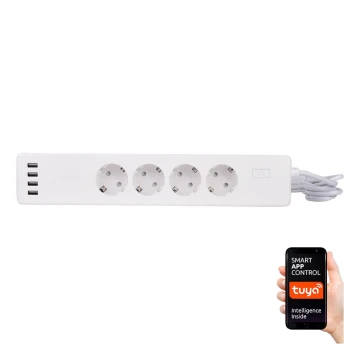 Разклонител 1,8 м с превключвател + 4xUSB / Wi-Fi Tuya