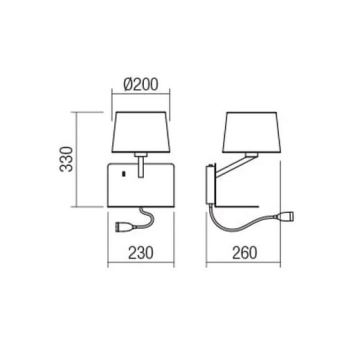 Redo 01-1807 - LED аплик с flexible малко лампа TOMO 1xE27/42W/230V + LED/3W/230V бял