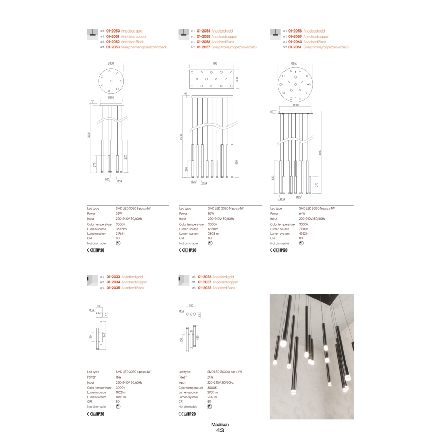 Redo 01-2039 - LED Плафониера MADISON 9xLED/4W/230V златист