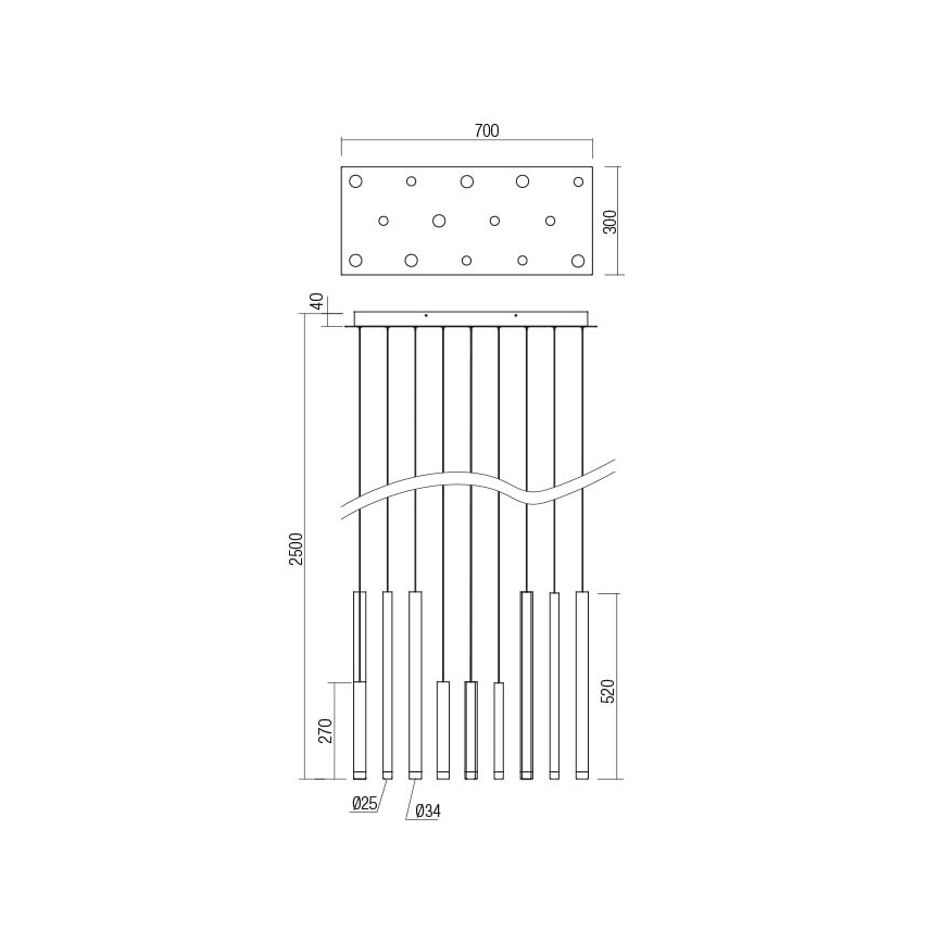 Redo 01-2054 - LED Пендел MADISON 14xLED/4W/230V златист