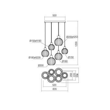 Redo 01-2068 - Пендел PLUMEN 6xE14/42W/230V бял