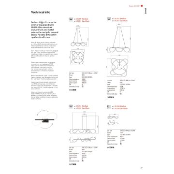 Redo 01-2112 - LED Димируем пендел CORRAL LED/60W/230V 3000K златист