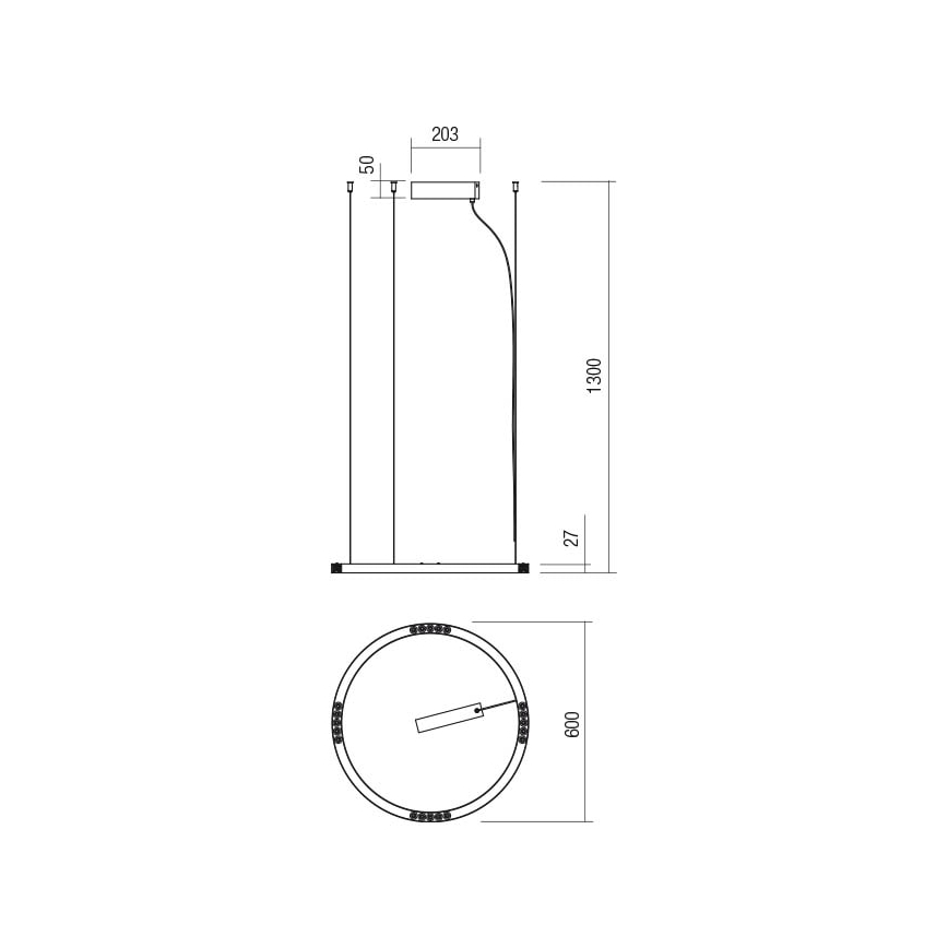 Redo 01-2202 - LED Пендел UNION LED/34W/230V 3000K Ø 60 см бял