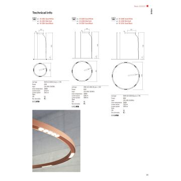 Redo 01-2203 - LED Пендел UNION LED/34W/230V 3000K Ø 60 см златист