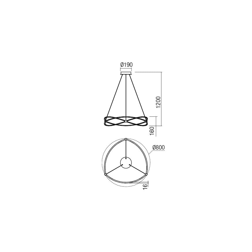 Redo 01-2251 - LED Димируем пендел QUARK LED/43W/230V 3000K Ø 60 см хром