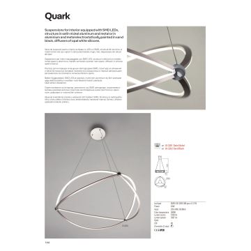 Redo 01-2254 - LED Димируем пендел QUARK LED/54W/230V 3000K Ø 80 см черен